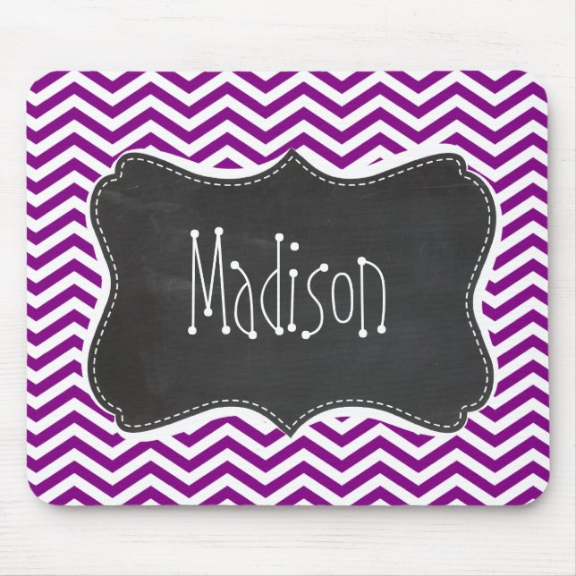 Dark Magenta Chevron; Retro Chalkboard Mouse Mat (Front)