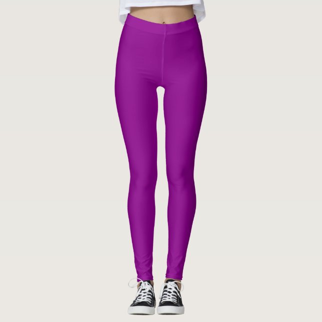 Dark Magenta Colour Solid Plain Leggings (Front)