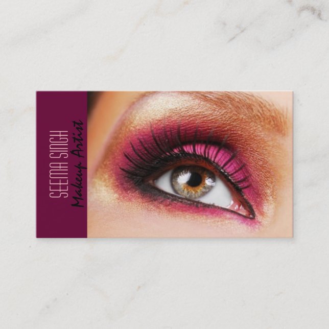 Dark Magenta eyes makeup artist Business Card (Front)