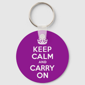 Dark Magenta Keep Calm and Carry On Key Ring