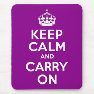 Dark Magenta Keep Calm and Carry On Mouse Mat
