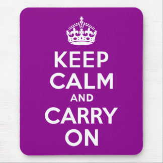 Dark Magenta Keep Calm and Carry On Mouse Mat
