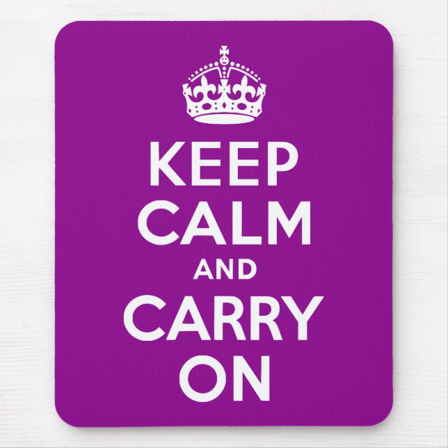 Dark Magenta Keep Calm and Carry On Mouse Mat (Front)