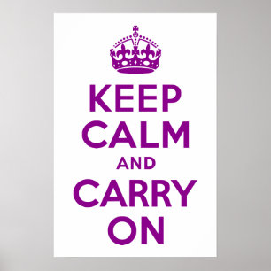 Dark Magenta Keep Calm and Carry On Poster