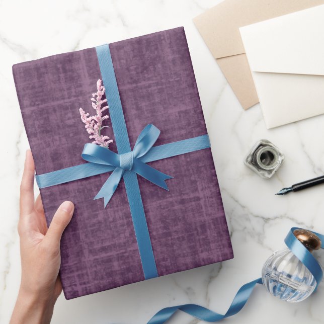 Dark Magenta Purple Linen Wrapping Paper (Gifting)