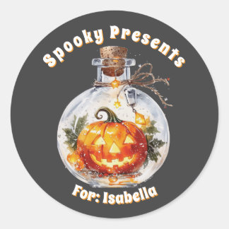 Dark Magic Glowing Jack O Lantern Pumpkin Custom Classic Round Sticker