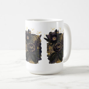 Dark Magical Floral Bouquet in Golden Frame Coffee Mug