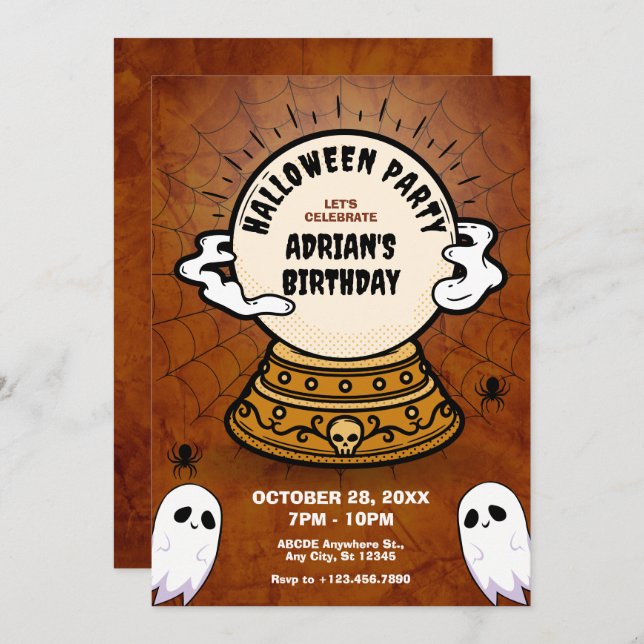 Dark magical fortune ball halloween birthday  invitation (Front/Back)