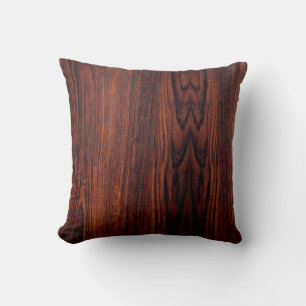 Dark Mahogany wood grain   brown wood pattern  Cushion