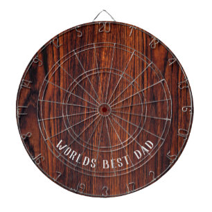 Dark Mahogany wood grain worlds best dad Dartboard