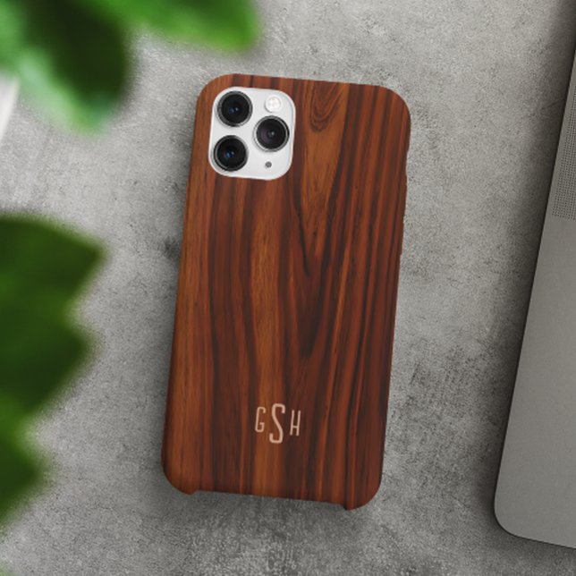 Dark Mahogany Wood Texture, Monogram Case-Mate iPhone Case (Creator Uploaded)