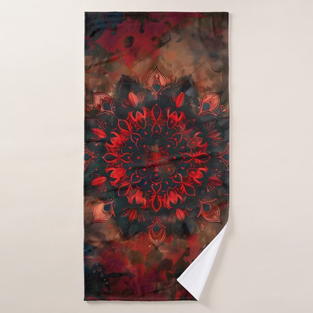 Dark Mandala- Boho Gothic Gift Bath Towel Set (Bath Towel)