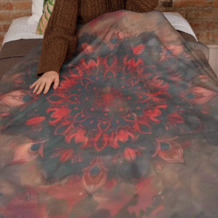 Dark Mandala- Boho Gothic Gift Fleece Blanket