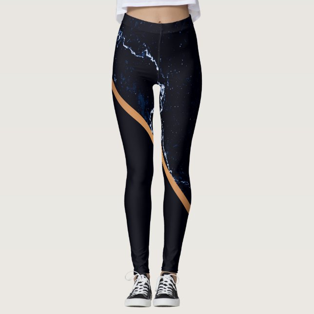Dark Marble Abstract Leggings (Front)