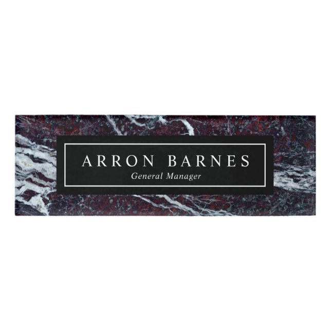 Dark Marble Employee Staff Male Name Tag (Front)