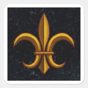 Dark Marble Fleur De Lis Square Stickers