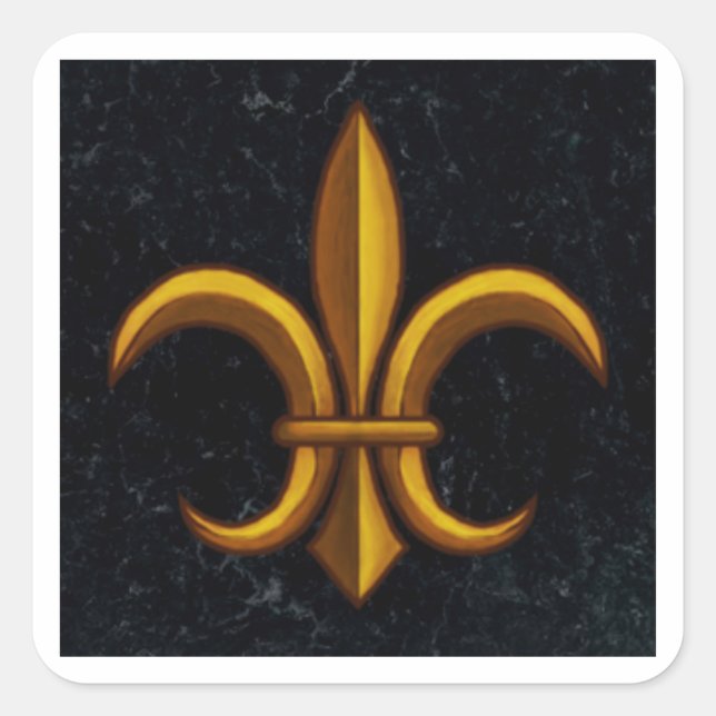 Dark Marble Fleur De Lis Square Stickers (Front)