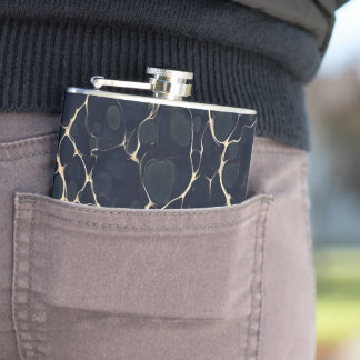 Dark Marble Pattern Abstract Alcohol Ink Style 1 Hip Flask