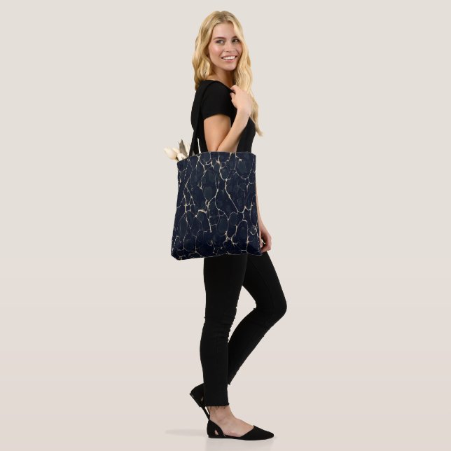 Dark Marble Pattern Abstract Alcohol Ink Style 1 Tote Bag (On Model)