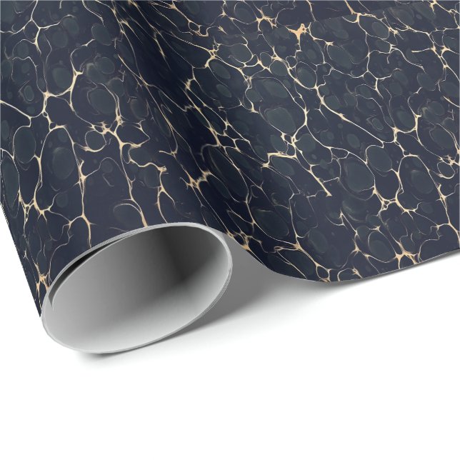 Dark Marble Pattern Abstract Alcohol Ink Style 1 Wrapping Paper (Roll Corner)