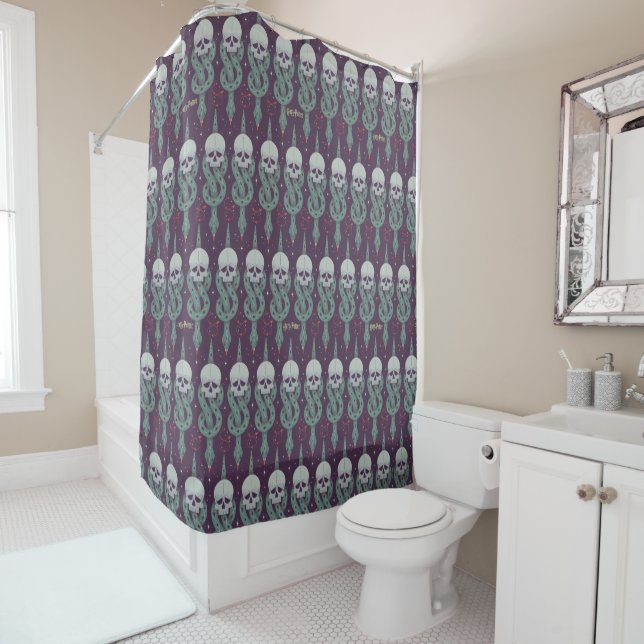 Dark Mark Geometric Icon Pattern Shower Curtain (In Situ)