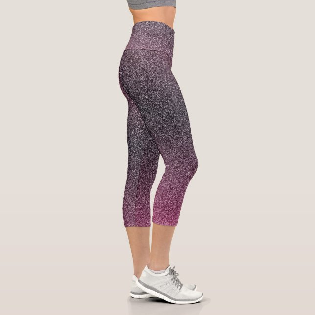 Dark-Maroon Gradient Glitters Capri Leggings (Right)