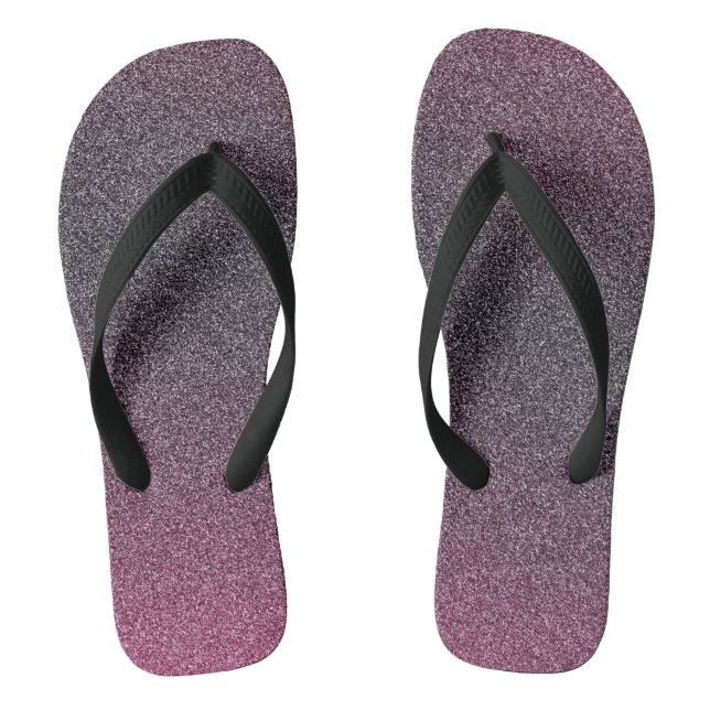 Dark-Maroon Gradient Glitters, Pair of Flip Flops (Footbed)