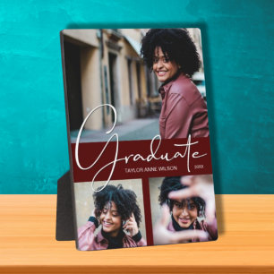 Dark Maroon Graduation Photo Collage Plaque