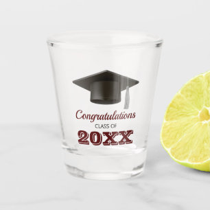 Dark Maroon Grey Congratulations College Graduate Shot Glass