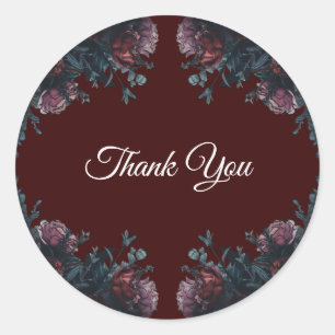Dark Maroon Mauve Gothic Elegant Wedding Classic Round Sticker