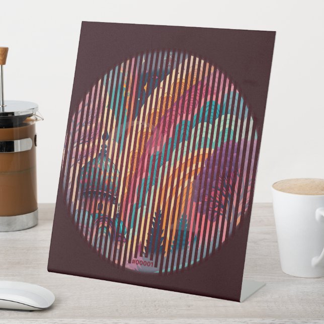 Dark Maroon Striped Pedestal Sign – Customisable (In SItu)