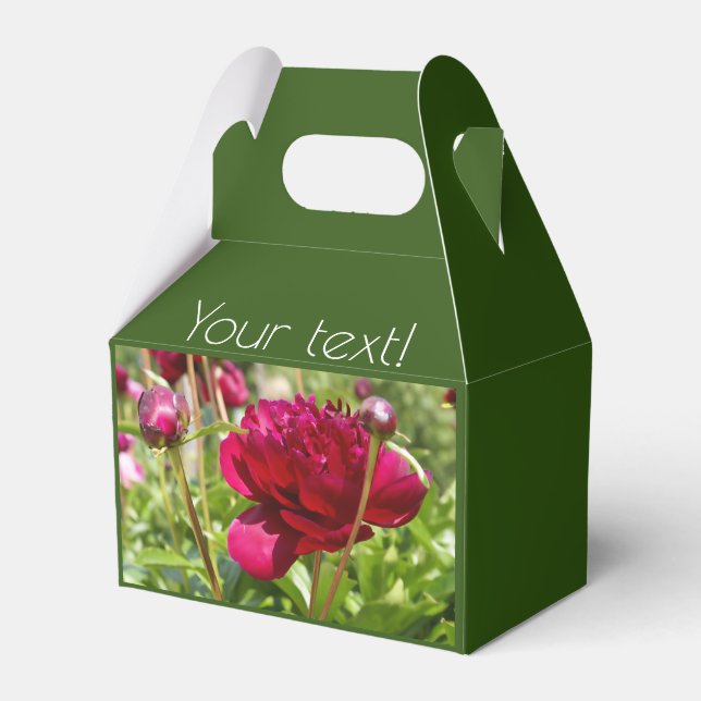 Dark Maroon velvet peonies Favour Box (Front Side)