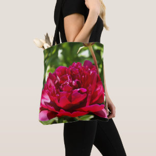 Dark Maroon velvet peonies Tote Bag