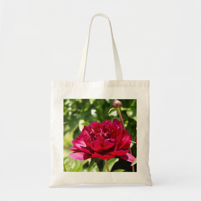 Dark Maroon velvet peonies Tote Bag (Front)