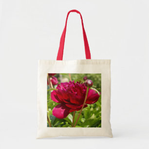 Dark Maroon velvet peonies Tote Bag