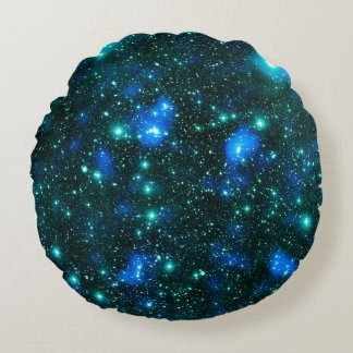 Dark Matter Blue Teal Round Cushion