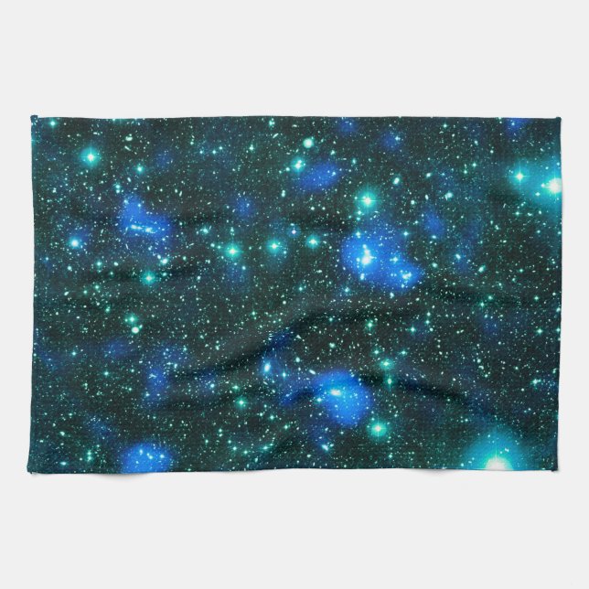 Dark Matter Blue Teal Tea Towel (Horizontal)