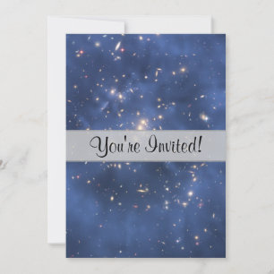 Dark Matter Ring and Galaxy Cluster in Cobalt Blue Invitation