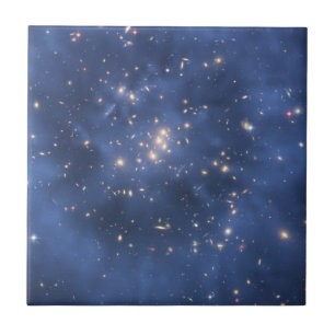 Dark Matter Ring and Galaxy Cluster in Cobalt Blue Tile