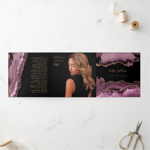 Dark mauve agate trifold brochure