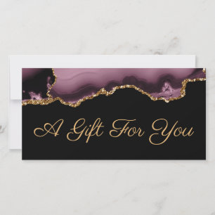 Dark mauve and gold agate gift certificate