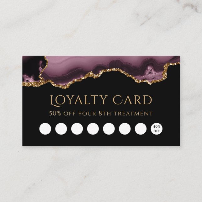 Dark mauve and gold agate loyalty card (Front)