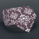 Dark Mauve Floral Damask Pattern Groomsmen Wedding Tie<br><div class="desc">This dapper groomsmen necktie features a white floral damask pattern on a dark mauve purple background.</div>