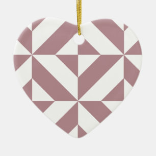 Dark Mauve Geometric Deco Cube Pattern Ceramic Tree Decoration