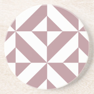 Dark Mauve Geometric Deco Cube Pattern Coaster