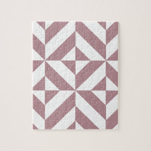 Dark Mauve Geometric Deco Cube Pattern Jigsaw Puzzle