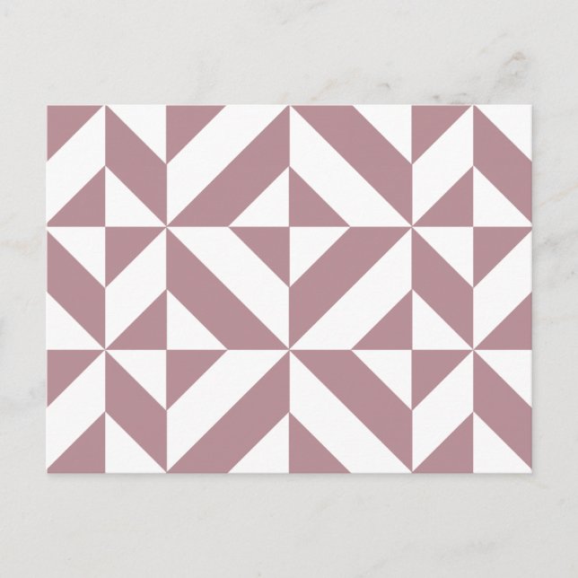 Dark Mauve Geometric Deco Cube Pattern Postcard (Front)