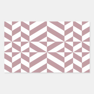 Dark Mauve Geometric Deco Cube Pattern Rectangular Sticker