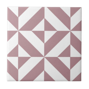 Dark Mauve Geometric Deco Cube Pattern Tile
