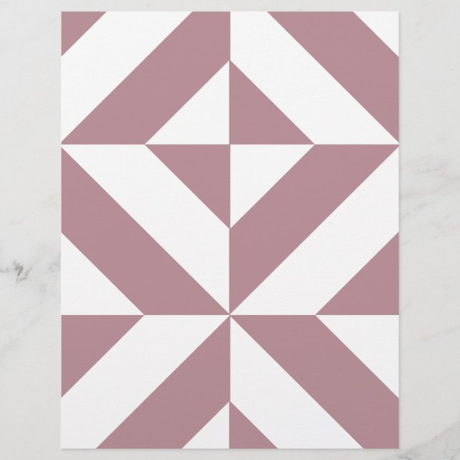 Dark Mauve Geometric Deco Cube Scrapbook Paper (Front)